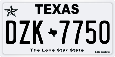 TX license plate DZK7750