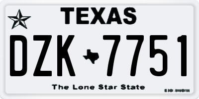 TX license plate DZK7751