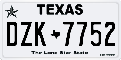 TX license plate DZK7752