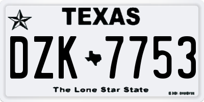 TX license plate DZK7753