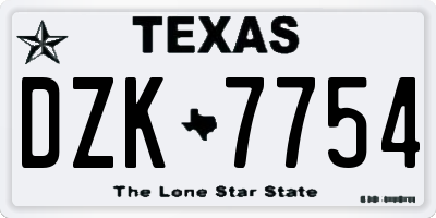 TX license plate DZK7754