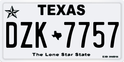 TX license plate DZK7757
