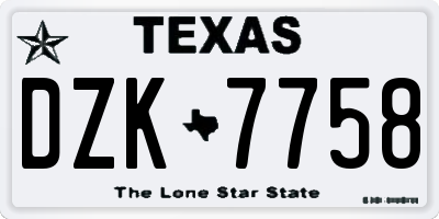 TX license plate DZK7758