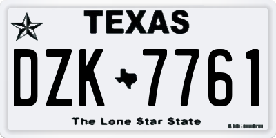 TX license plate DZK7761