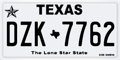 TX license plate DZK7762