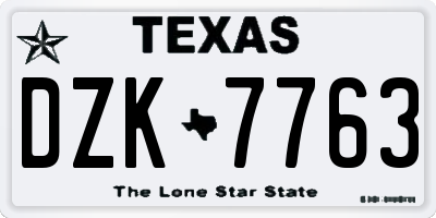 TX license plate DZK7763