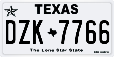 TX license plate DZK7766