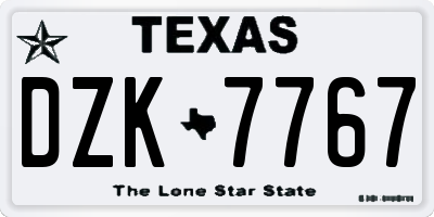 TX license plate DZK7767