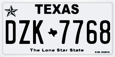 TX license plate DZK7768