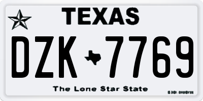 TX license plate DZK7769