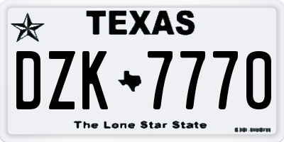 TX license plate DZK7770