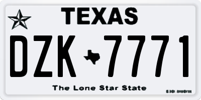 TX license plate DZK7771