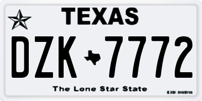 TX license plate DZK7772
