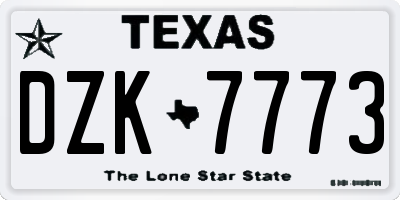 TX license plate DZK7773