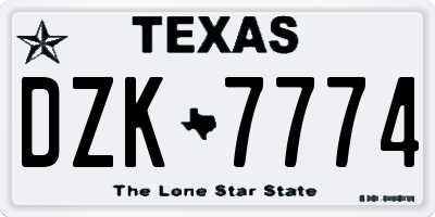 TX license plate DZK7774
