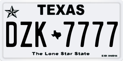 TX license plate DZK7777
