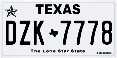 TX license plate DZK7778