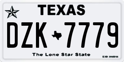 TX license plate DZK7779