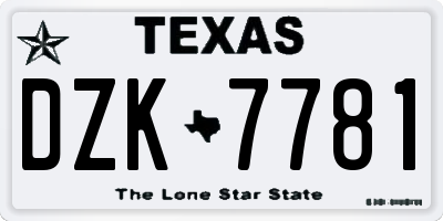 TX license plate DZK7781