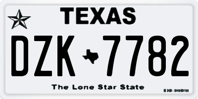 TX license plate DZK7782