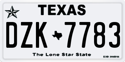 TX license plate DZK7783