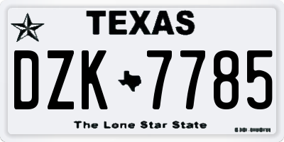 TX license plate DZK7785