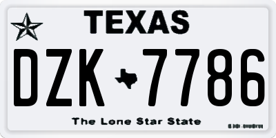 TX license plate DZK7786