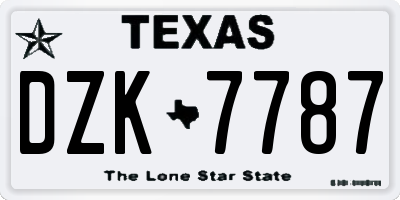 TX license plate DZK7787