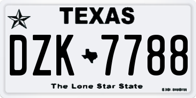 TX license plate DZK7788