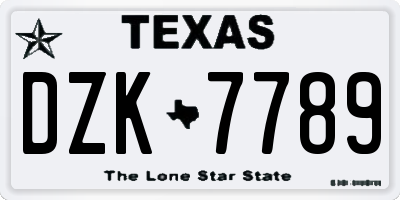TX license plate DZK7789