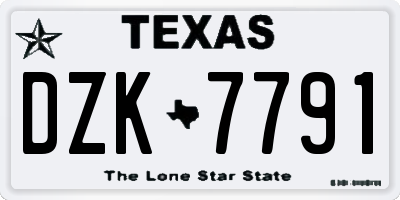 TX license plate DZK7791