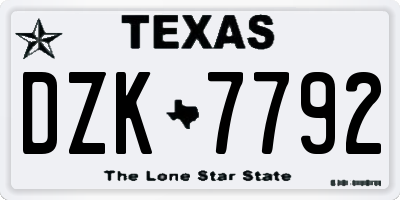 TX license plate DZK7792