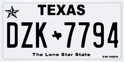 TX license plate DZK7794