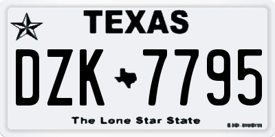 TX license plate DZK7795