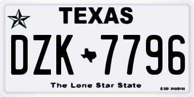 TX license plate DZK7796