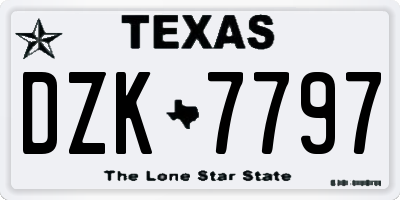 TX license plate DZK7797