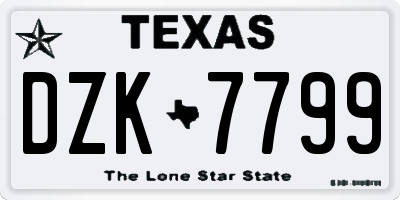 TX license plate DZK7799