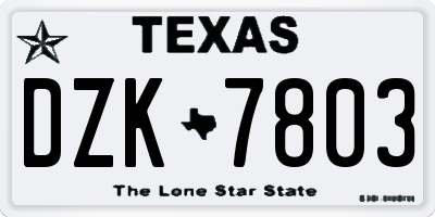 TX license plate DZK7803