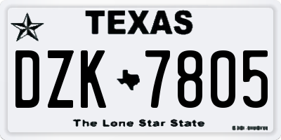 TX license plate DZK7805
