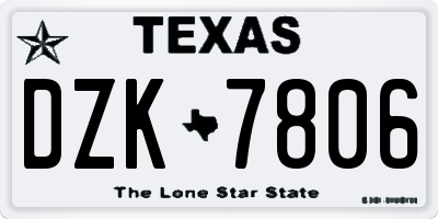 TX license plate DZK7806