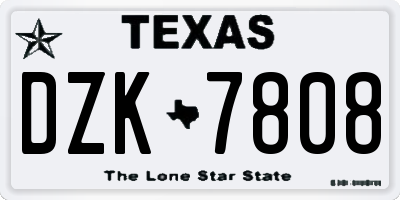 TX license plate DZK7808