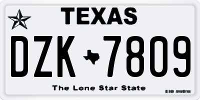 TX license plate DZK7809