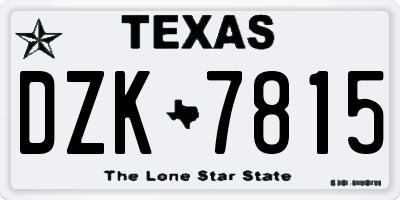 TX license plate DZK7815