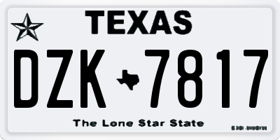 TX license plate DZK7817