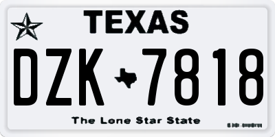 TX license plate DZK7818