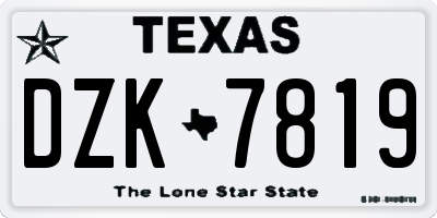TX license plate DZK7819