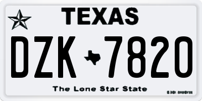 TX license plate DZK7820