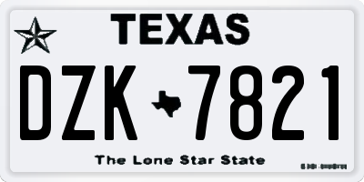 TX license plate DZK7821