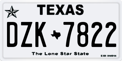 TX license plate DZK7822