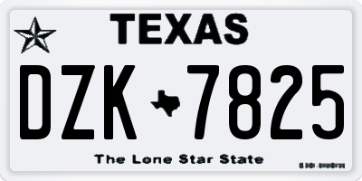 TX license plate DZK7825